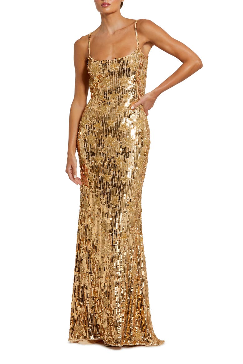 Star Bead & Sequin Gown, Main, color, STARLIGHT