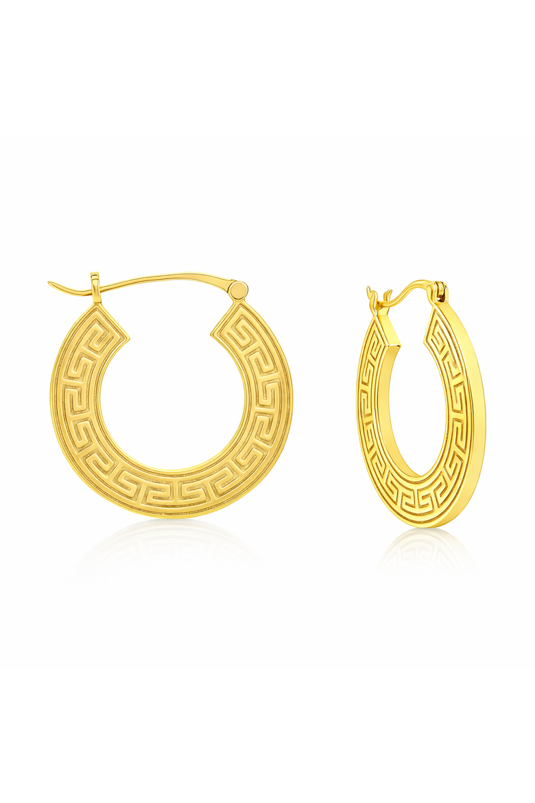 Greek Designed Hoop Earrings, Main, color, Gold