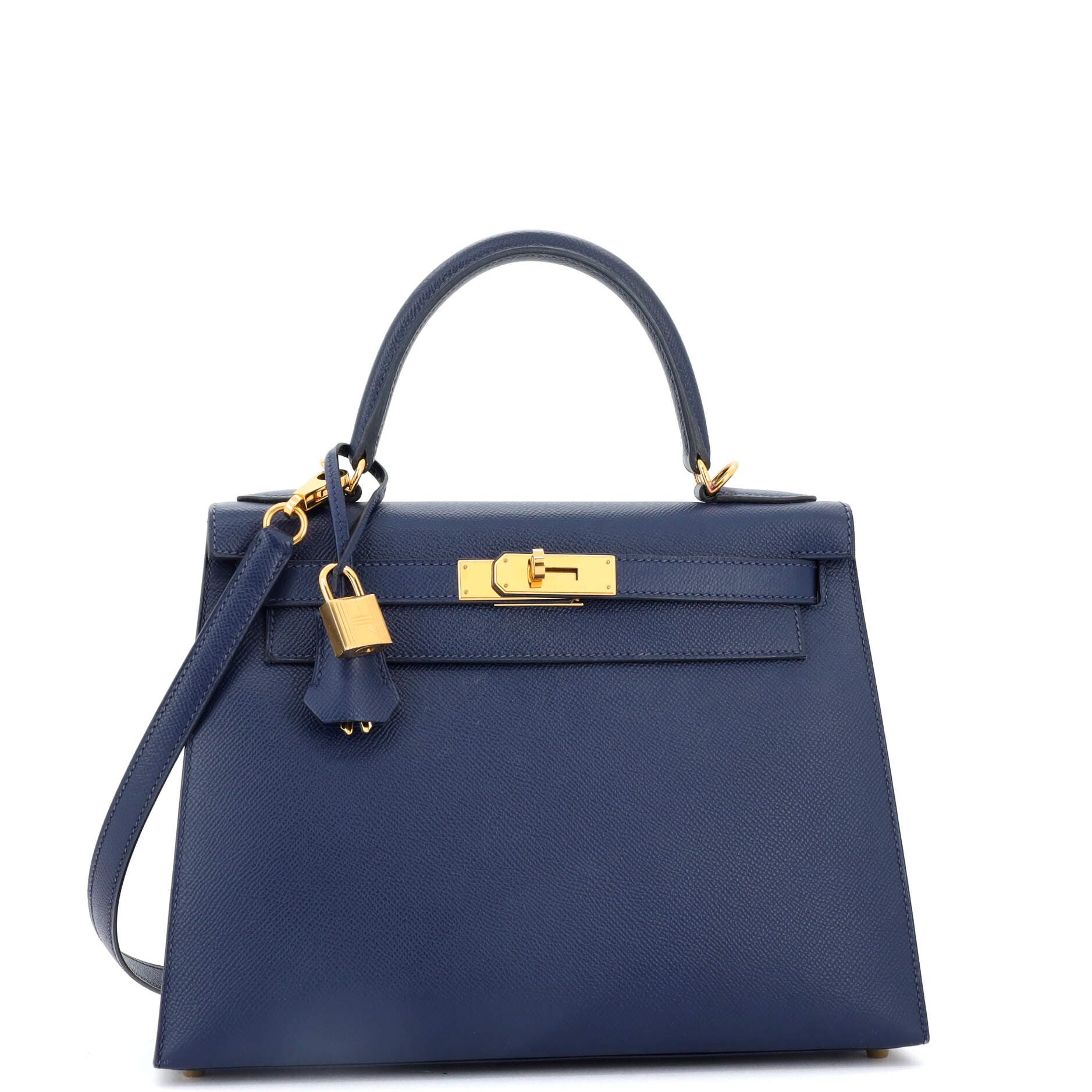 Pre-Owned Hermes Kelly Handbag Blue Epsom with Gold Hardware 28, Alternate, color, 