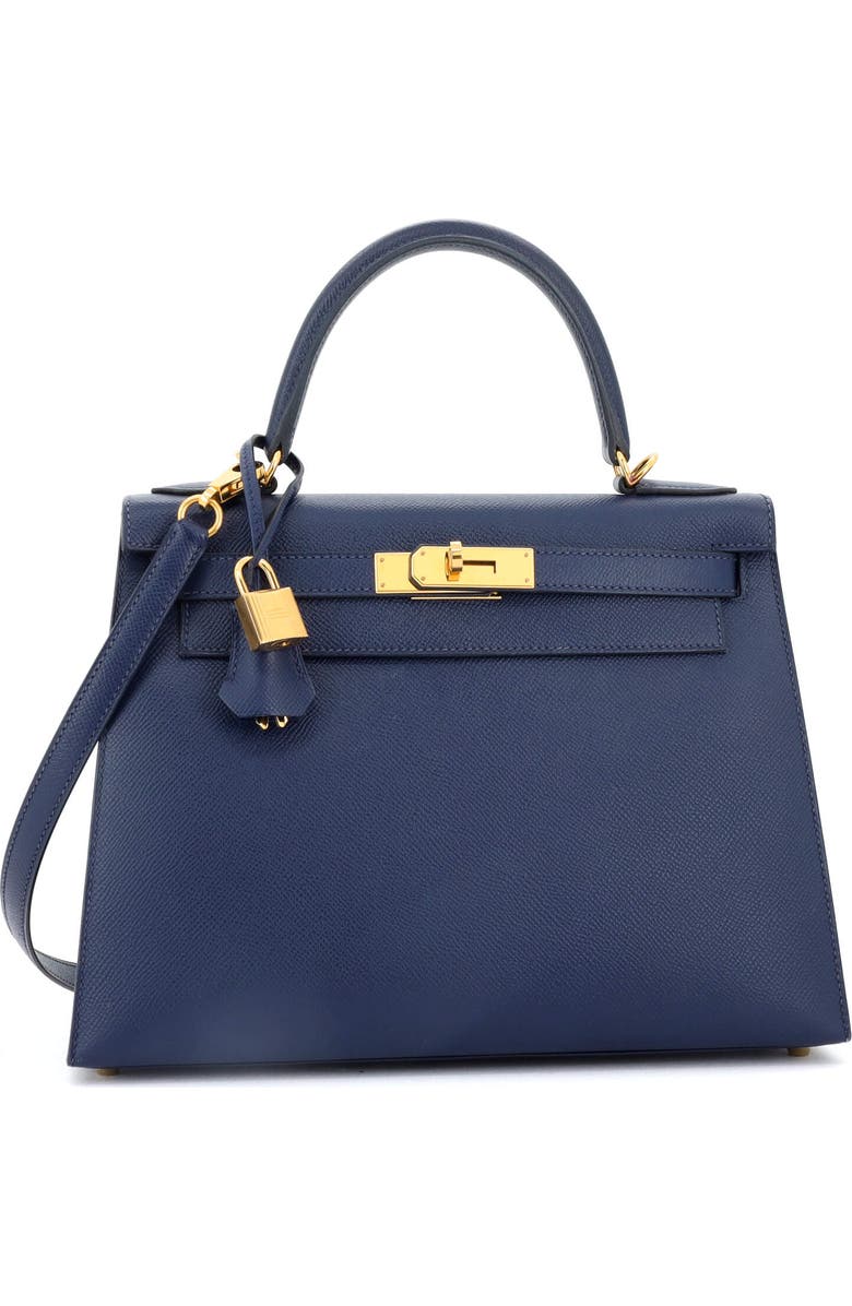 Pre-Owned Hermes Kelly Handbag Blue Epsom with Gold Hardware 28, Alternate, color,