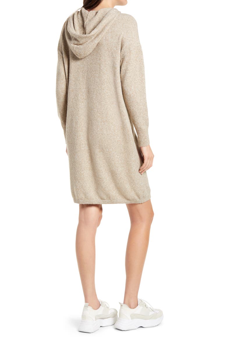 Hooded Long Sleeve Sweater Dress, Alternate, color, SEPIA TINT