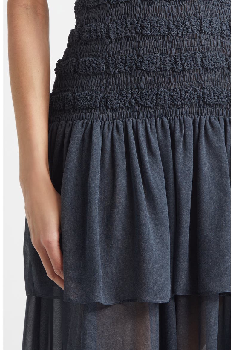 Michal Smocked Midi Dress, Alternate, color, DARK NAVY