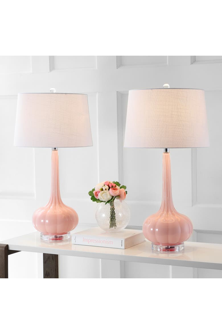 Bette 28.5" Glass Teardrop LED Table Lamp, Alternate, color, Pink