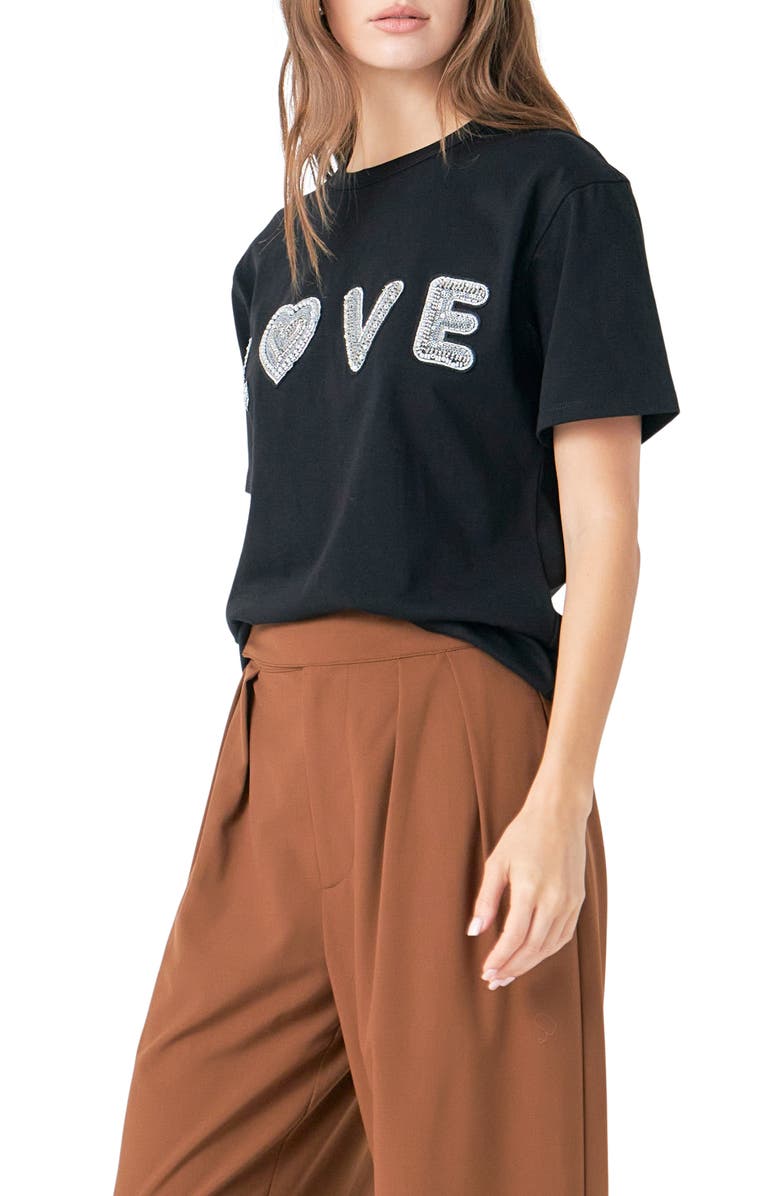 Endless Rose Bead Embellished Patch T-Shirt, Alternate, color, 