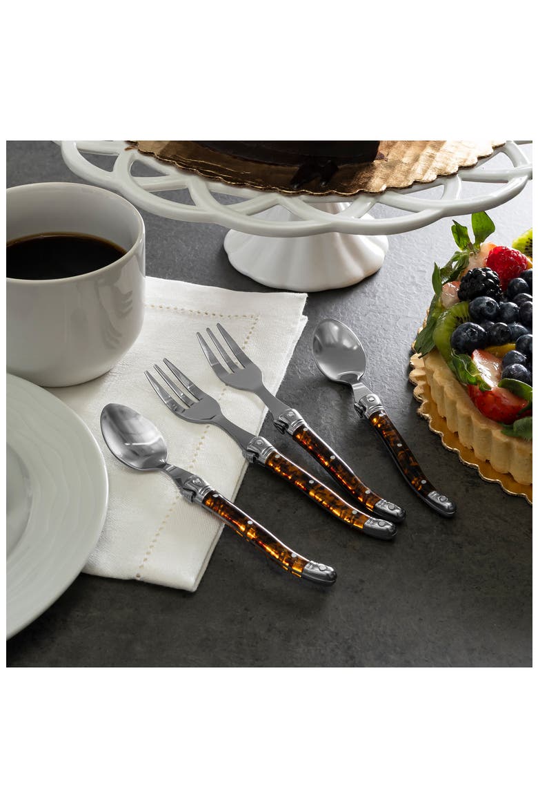 Laguiole 8-Piece Dessert Forks & Spoons Set, Alternate, color, TORTOISE SHELL