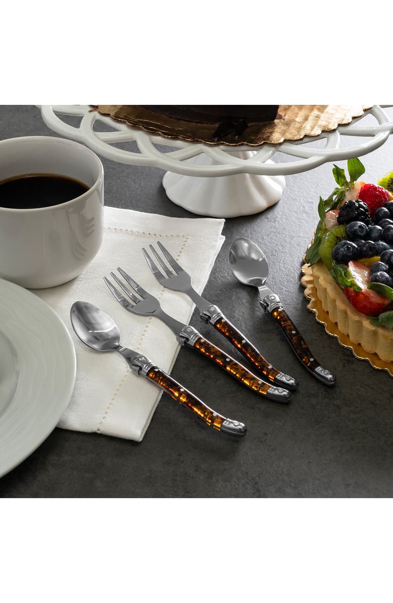 FRENCH HOME Laguiole 8-Piece Dessert Forks & Spoons Set, Alternate, color, Tortoise Shell