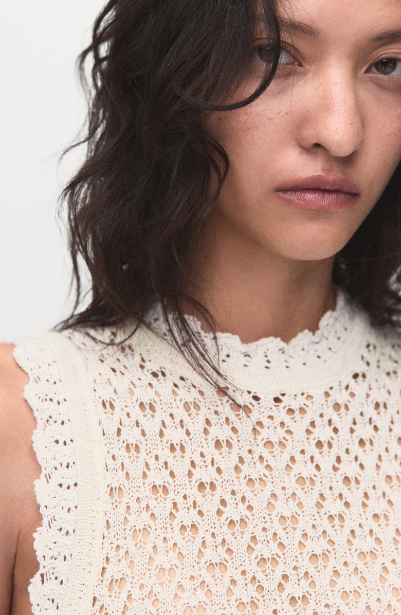 MANGO Open Stitch Sweater Tank, Alternate, color, Ecru