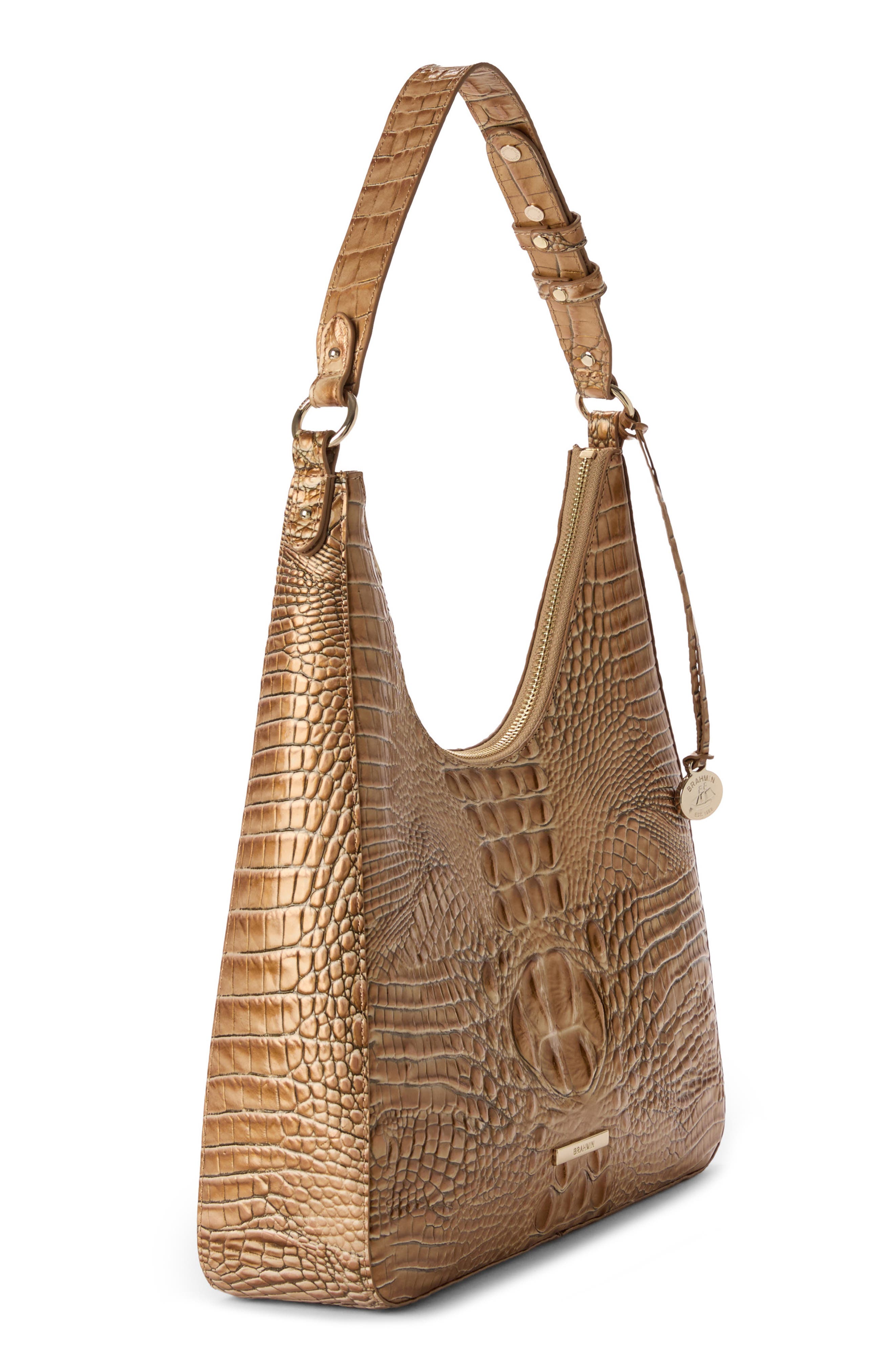 Brahmin Tabitha Croc Embossed Leather Shoulder Bag, Alternate, color, 