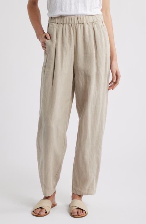 Eileen Fisher Cropped Organic Linen Lantern Pants In Undyed Natural