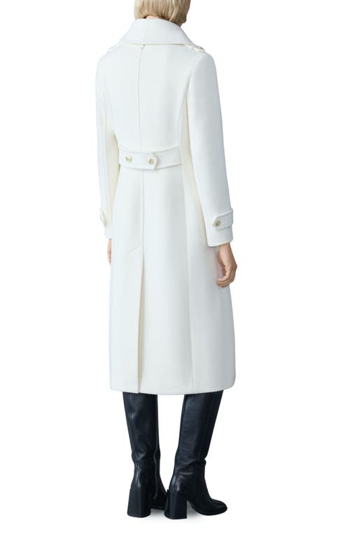 Mackage Elodie Double Breasted Military Maxi Coat In White