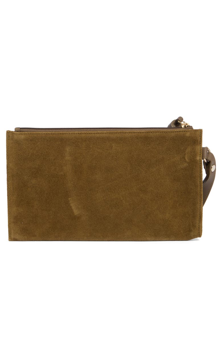 Longchamp Suede Wristlet, Alternate, color, Khaki