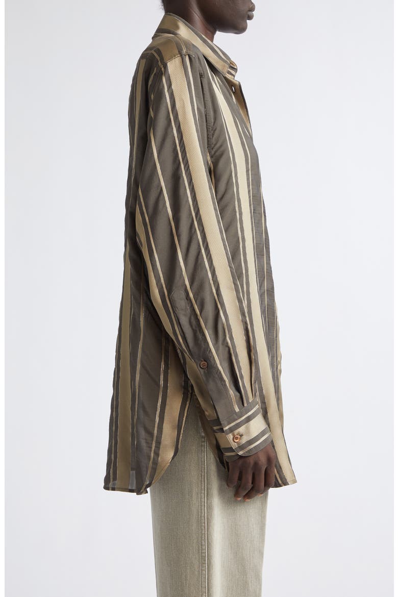 Striped Lurex Shirt, Alternate, color, TRUFFLE