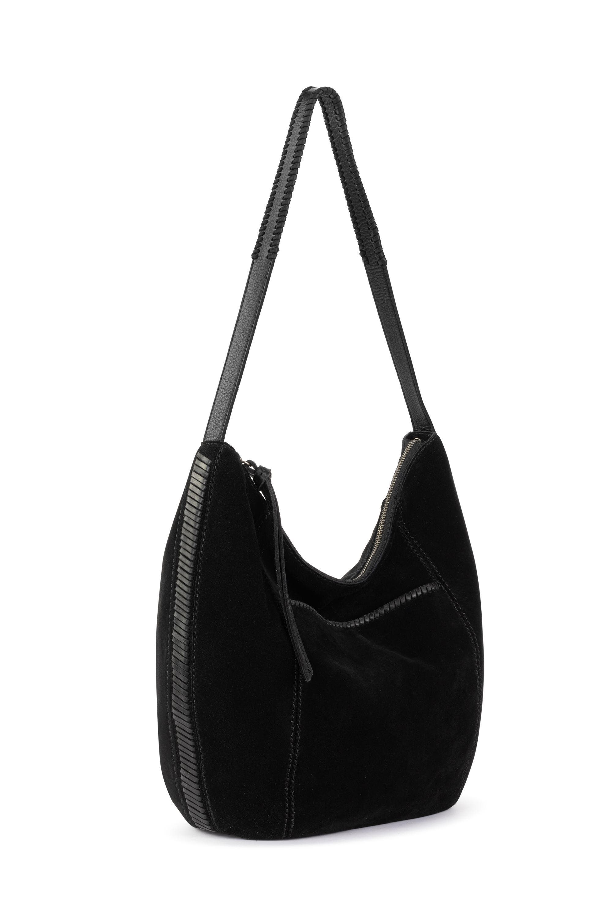 The Sak Sequoia Hobo Leather Bag, Alternate, color, Black Sued Terra Stch