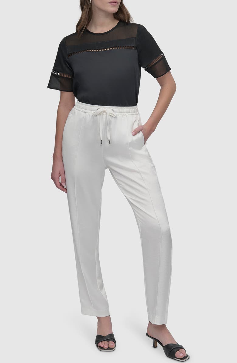 DKNY Side Stripe Track Pants, Alternate, color, Ivory