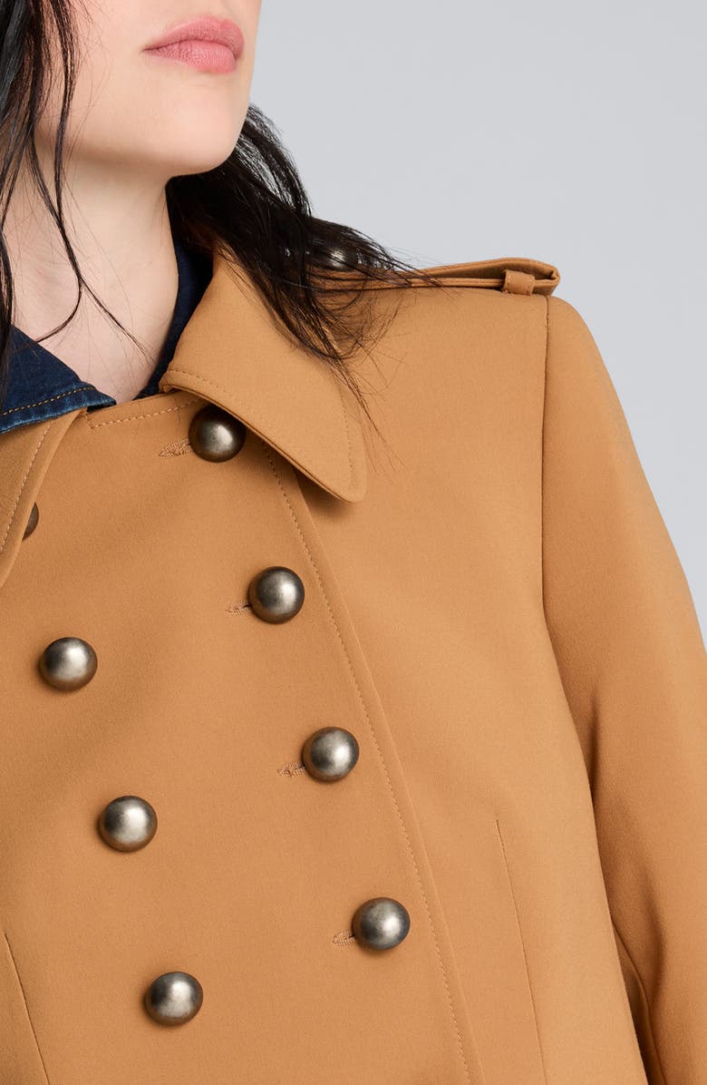 Kenneth Cole Double Breasted Crop Military Jacket, Alternate, color, Rich Umber