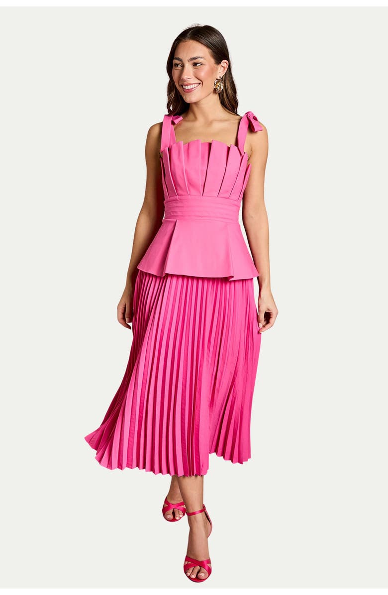 Coast Bow Shoulder Peplum Midi Dress, Main, color, Pink