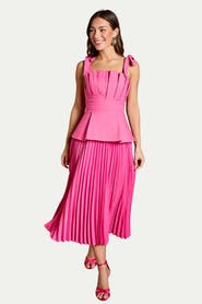 Coast Bow Shoulder Peplum Midi Dress