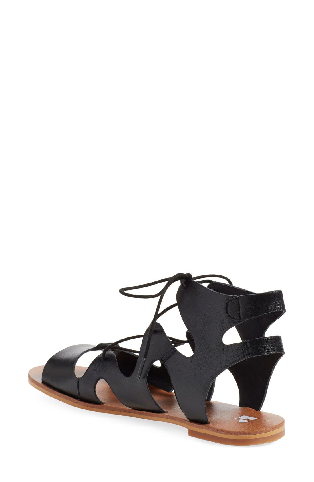 'Alyona' Lace-Up Gladiator Sandal, Alternate, color, BLACK LEATHER
