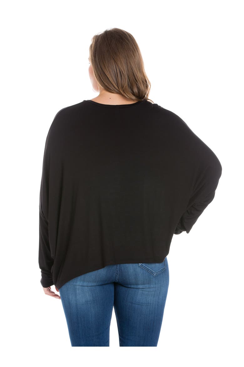 Plus Size Oversized Long Sleeve  Dolman Top, Alternate, color, Black