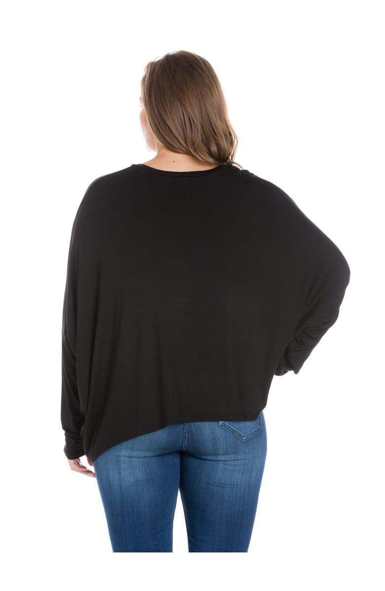 24seven Comfort Apparel Plus Size Oversized Long Sleeve  Dolman Top, Alternate, color, Black