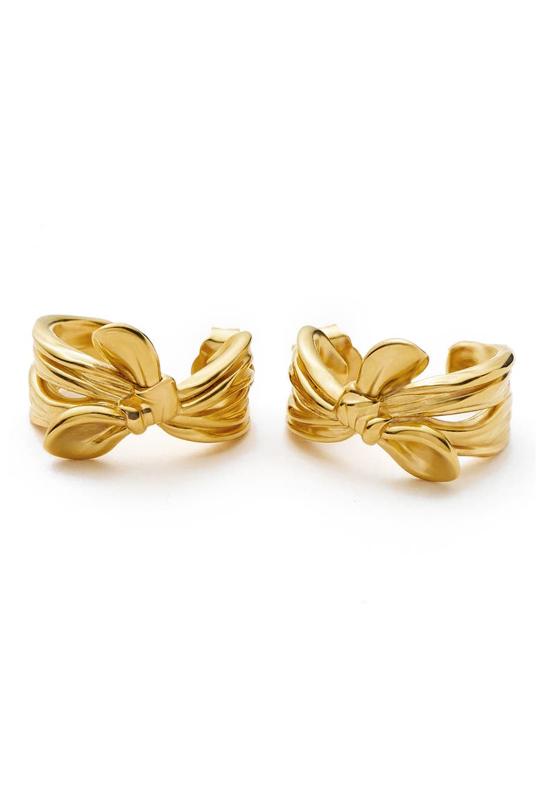 Mark Gong Bow Hoop Earrings, Alternate, color, GOLD