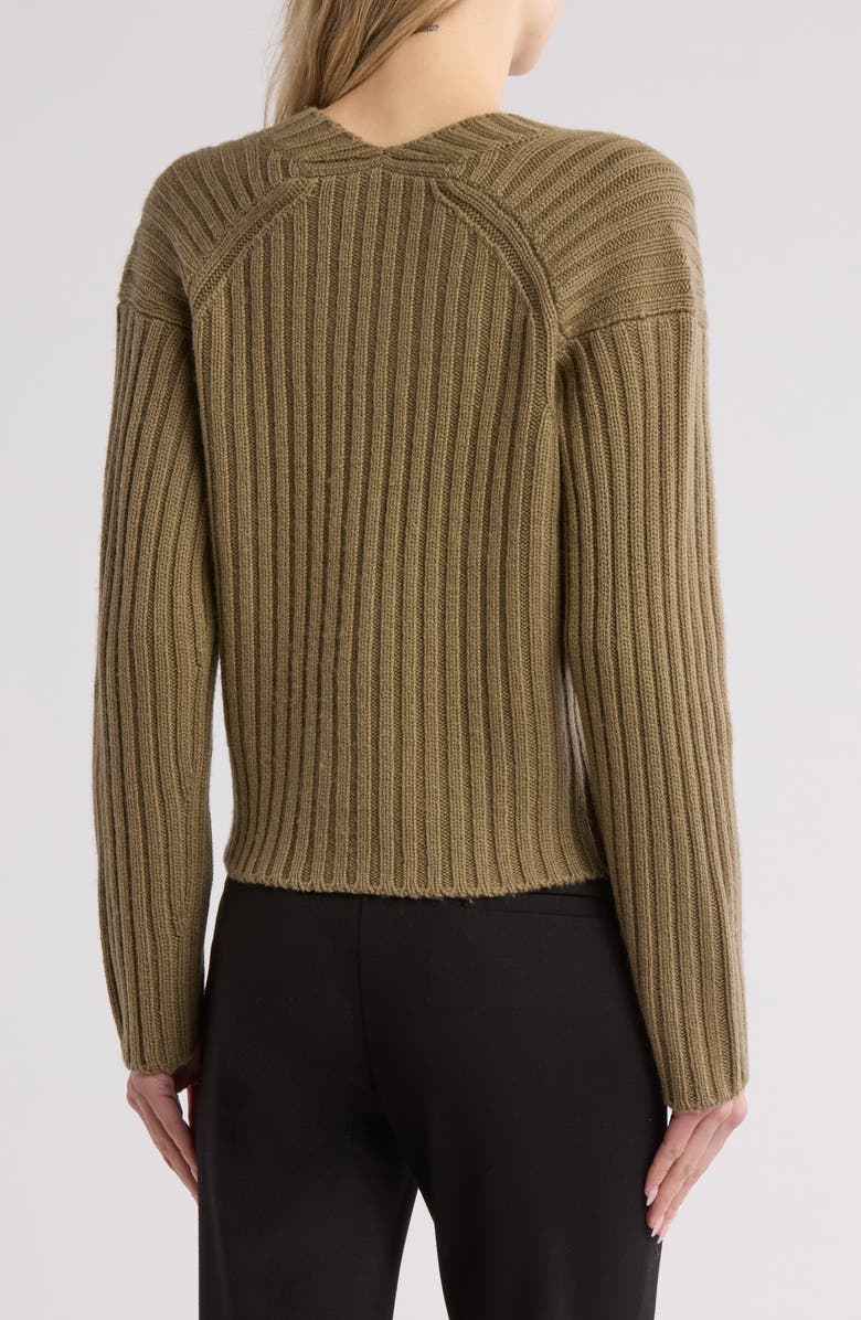 Vince Chunky Ribbed Wool & Cashmere Cardigan Sweater, Alternate, color, Artichoke