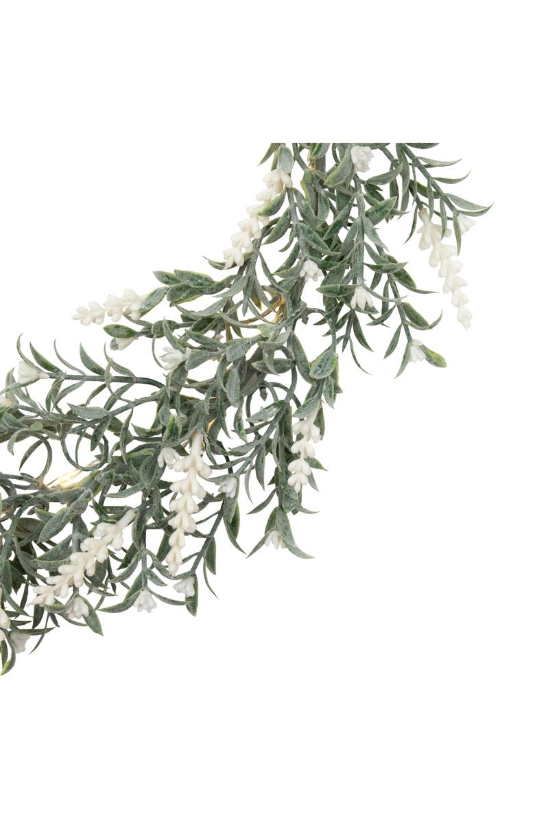 Northlight Pre-Lit Battery Operated White Lavender Spring Wreath - 16" - White LED Lights, Alternate, color, Green