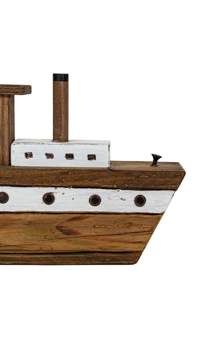 Foreside Home and Garden Tugboat Decorative Accent White Wood & Metal, Alternate, color, White