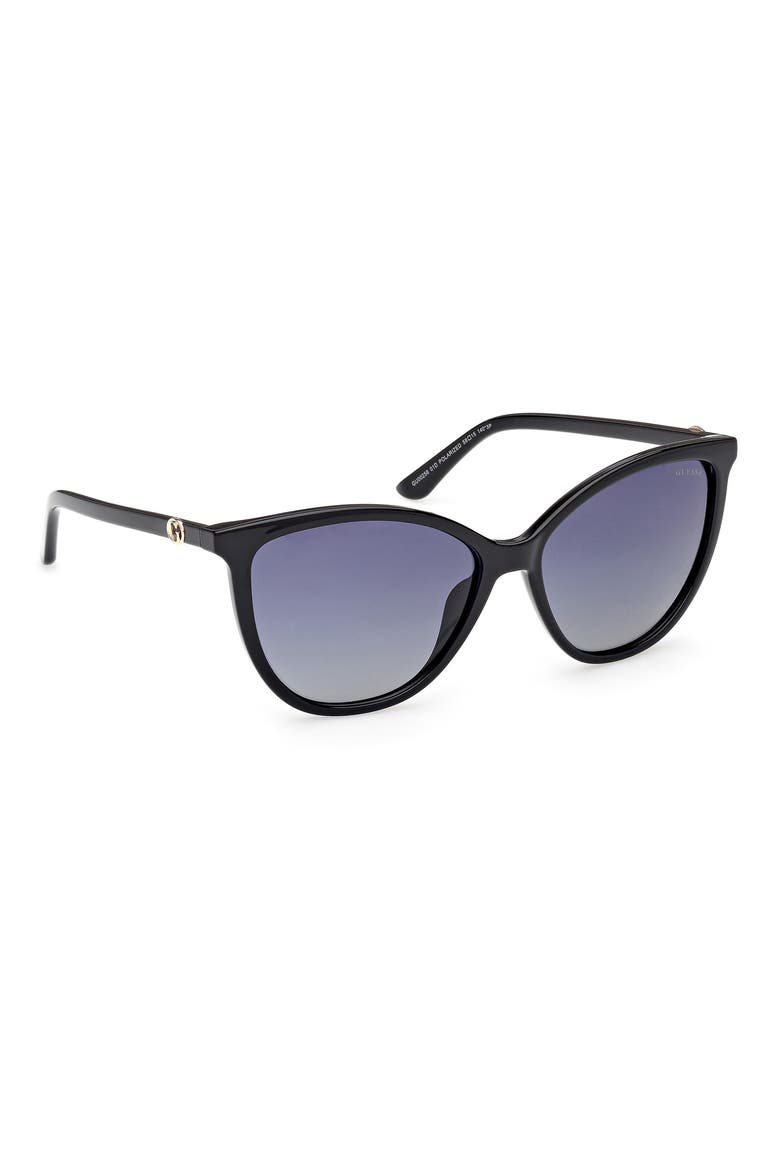 Cat Eye Sunglasses, Alternate, color, SHINY BLACK / SMOKE POLARIZED