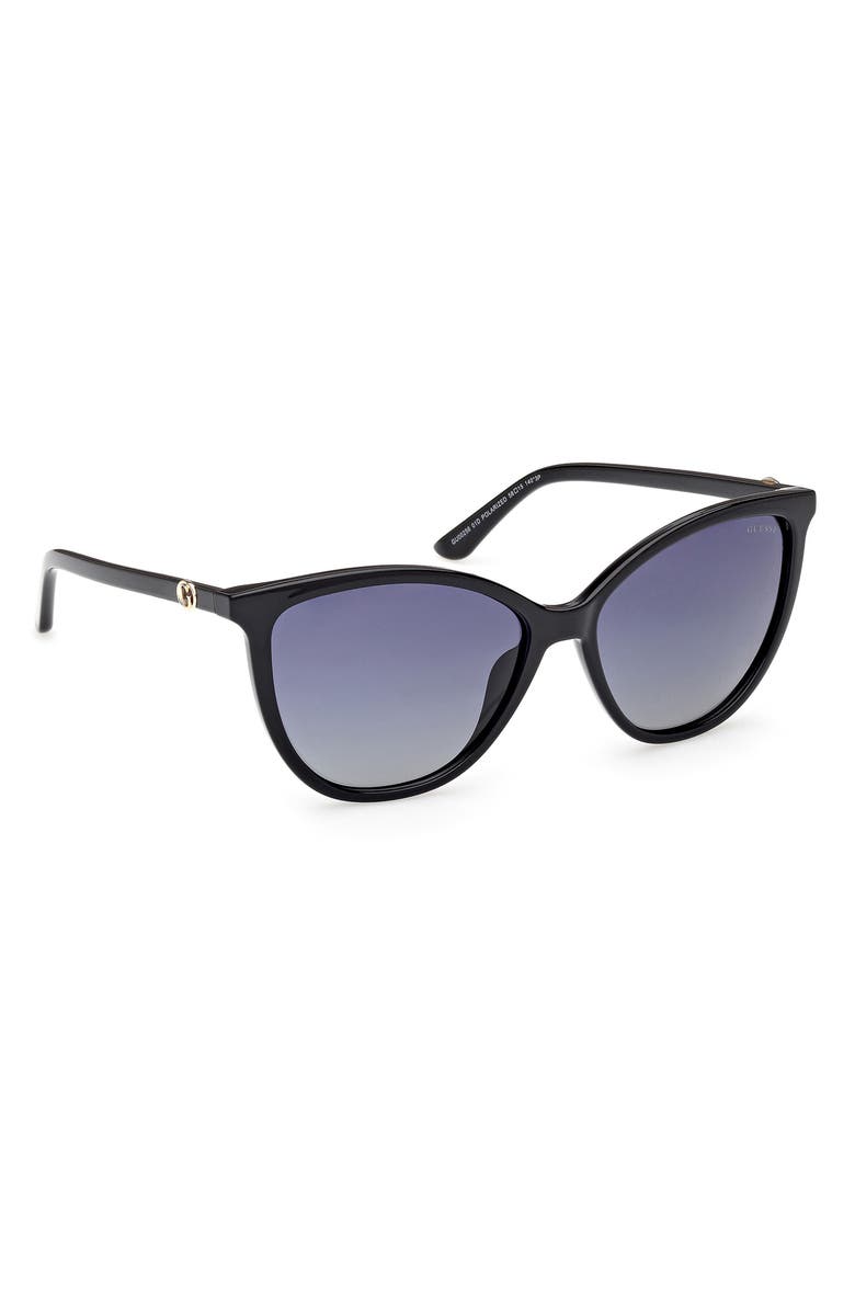 GUESS Cat Eye Sunglasses, Alternate, color, Shiny Black / Smoke Polarized