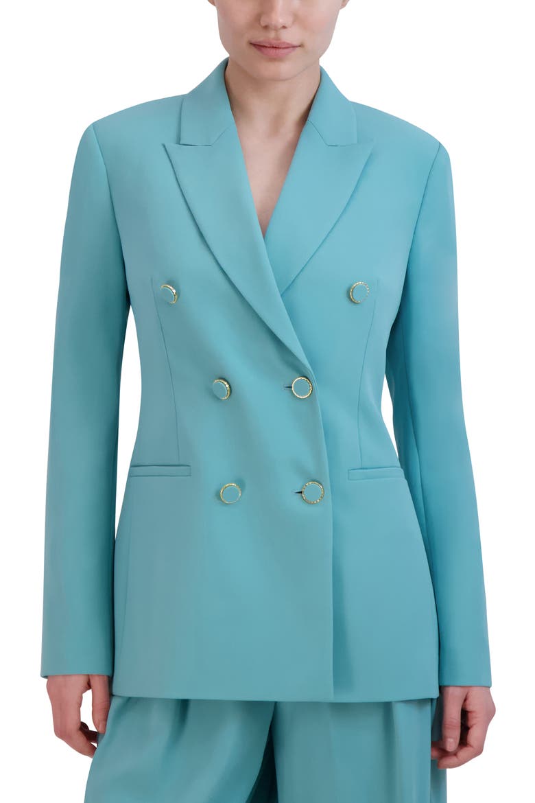 Double Breasted Blazer, Main, color, TURQUOISE
