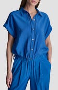 DKNY Ladder Lace Detail Short Sleeve Button-Up Shirt