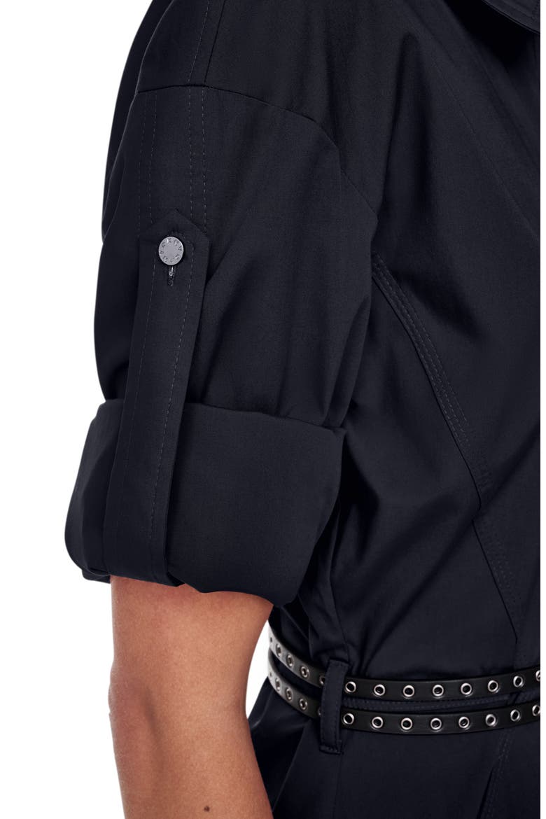 Long Sleeve Stretch Cotton Shirtdress, Alternate, color, BLACK