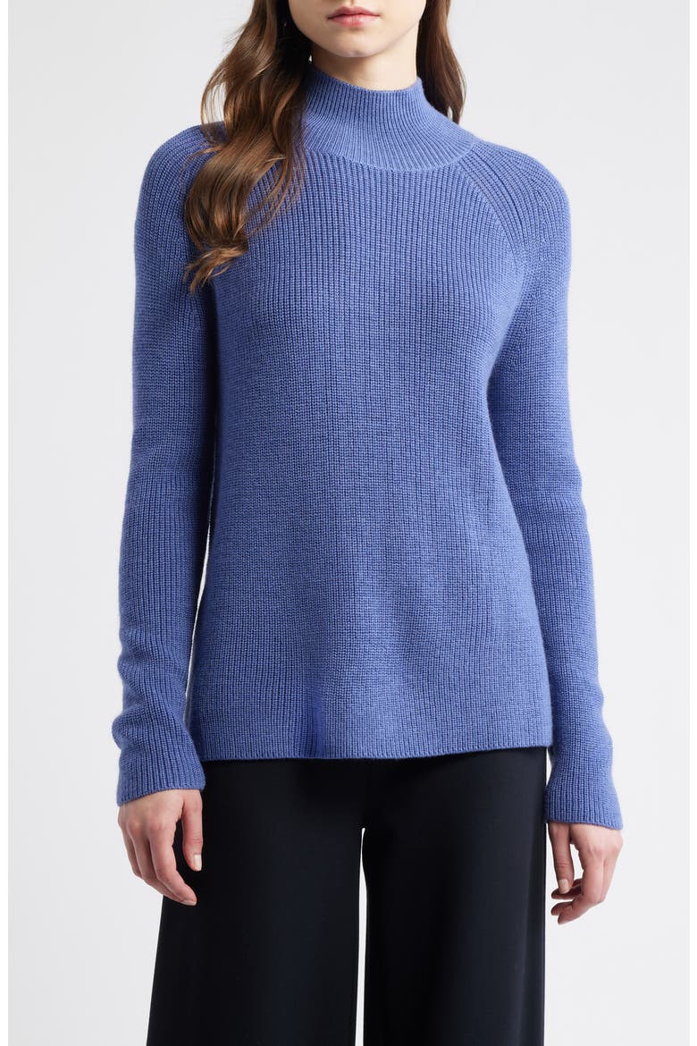 Raglan Sleeve Merino Wool Turtleneck Sweater, Main, color, PERIWINKLE