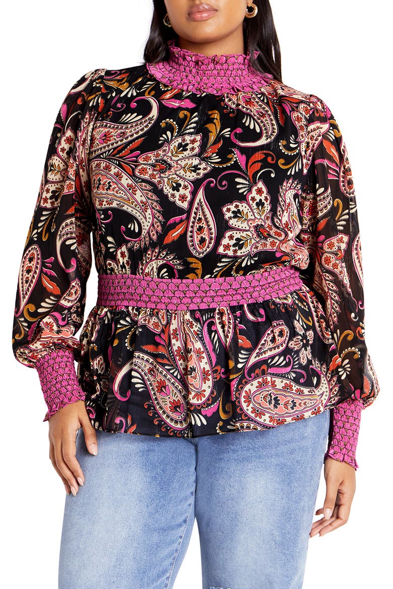 Annalise Floral Smocked Top, Main, color, PEACEFUL PAISLEY