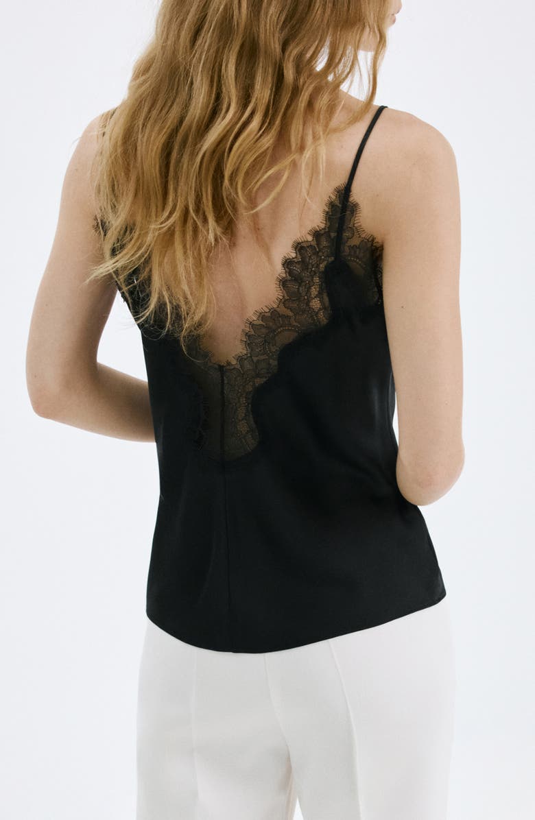 MANGO Lace Detail Matte Satin Camsisole, Alternate, color, 