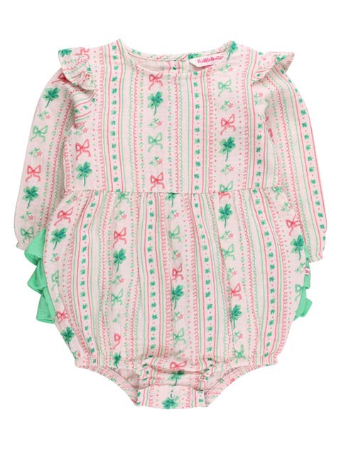 Cotton Gauze Long Sleeve Flutter Bubble Romper