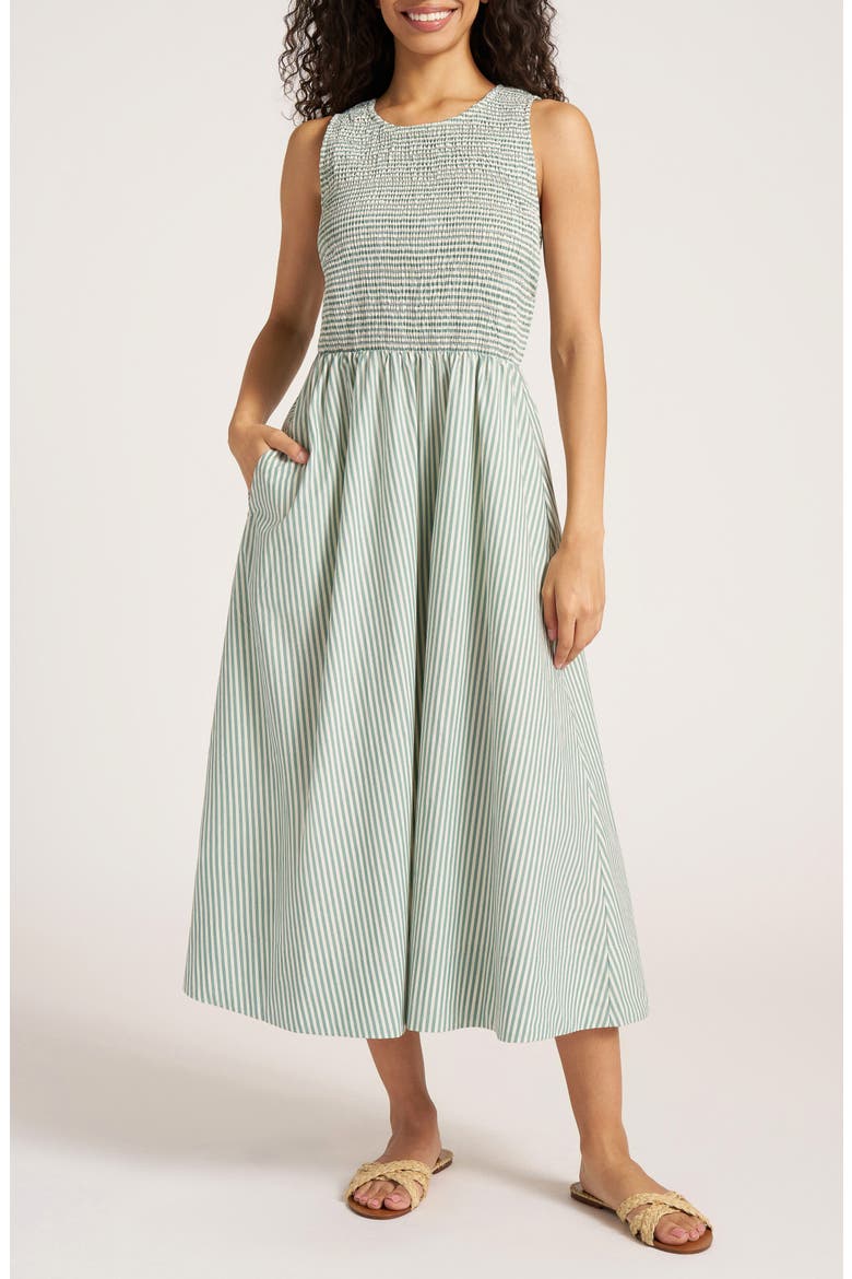 Verona Stripe Midi Dress, Main, color, JADE