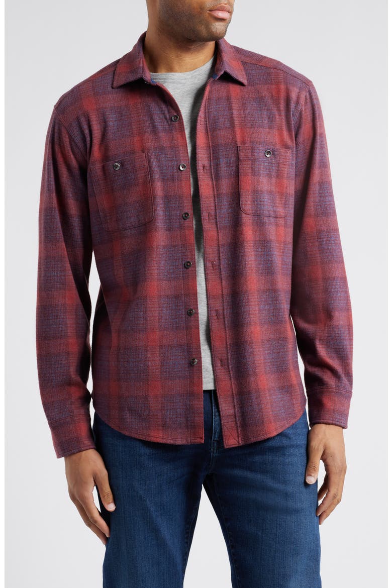 Fireside San Miguel Plaid Cotton Button-Up Shirt, Main, color, RHODODENDR