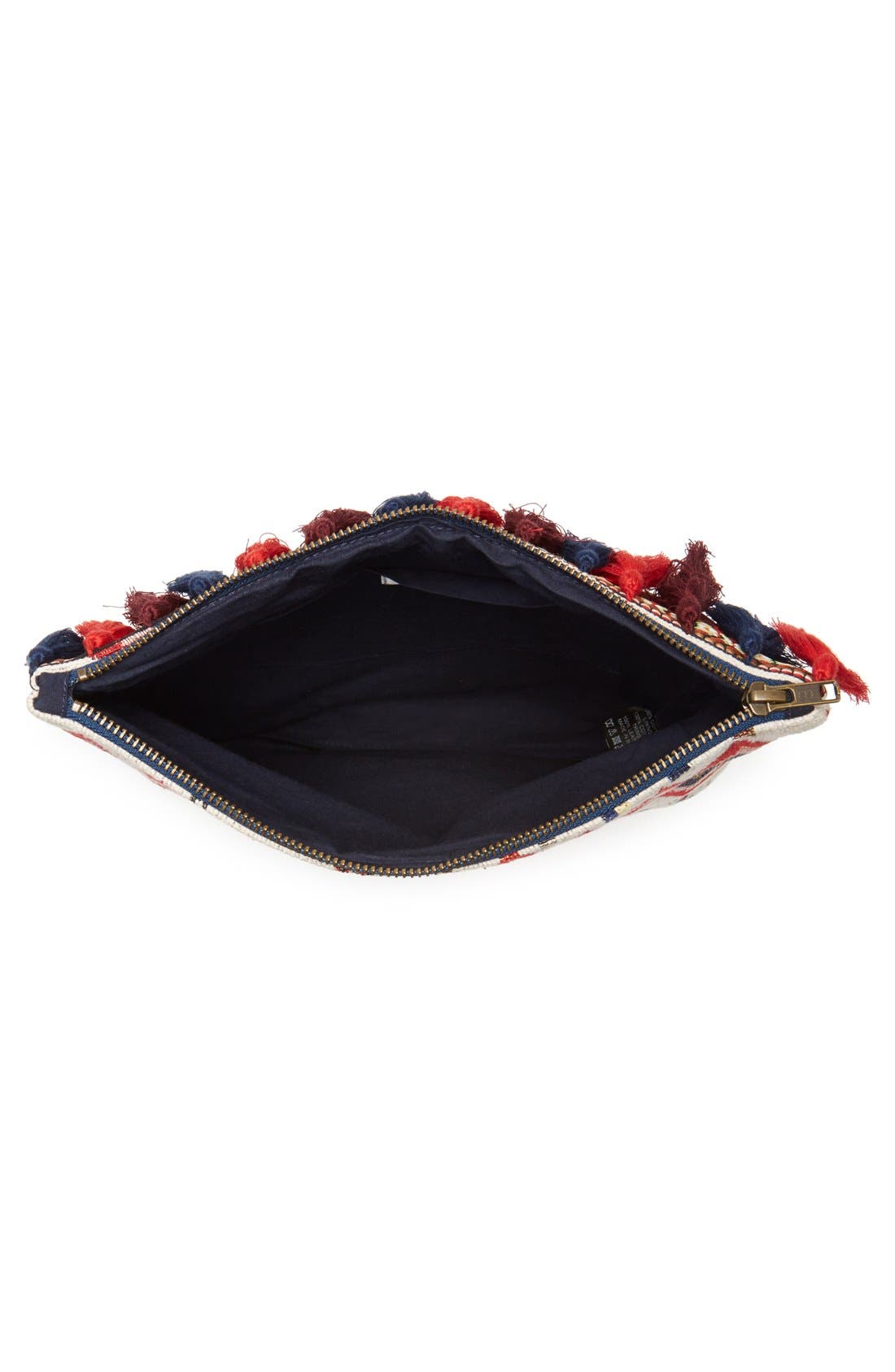 Tassel Geo Foldover Clutch, Alternate, color, RED MULTI