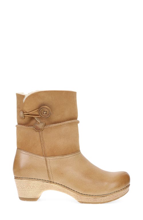 Dansko Lillith Genuine Shearling Trim Bootie In Brown