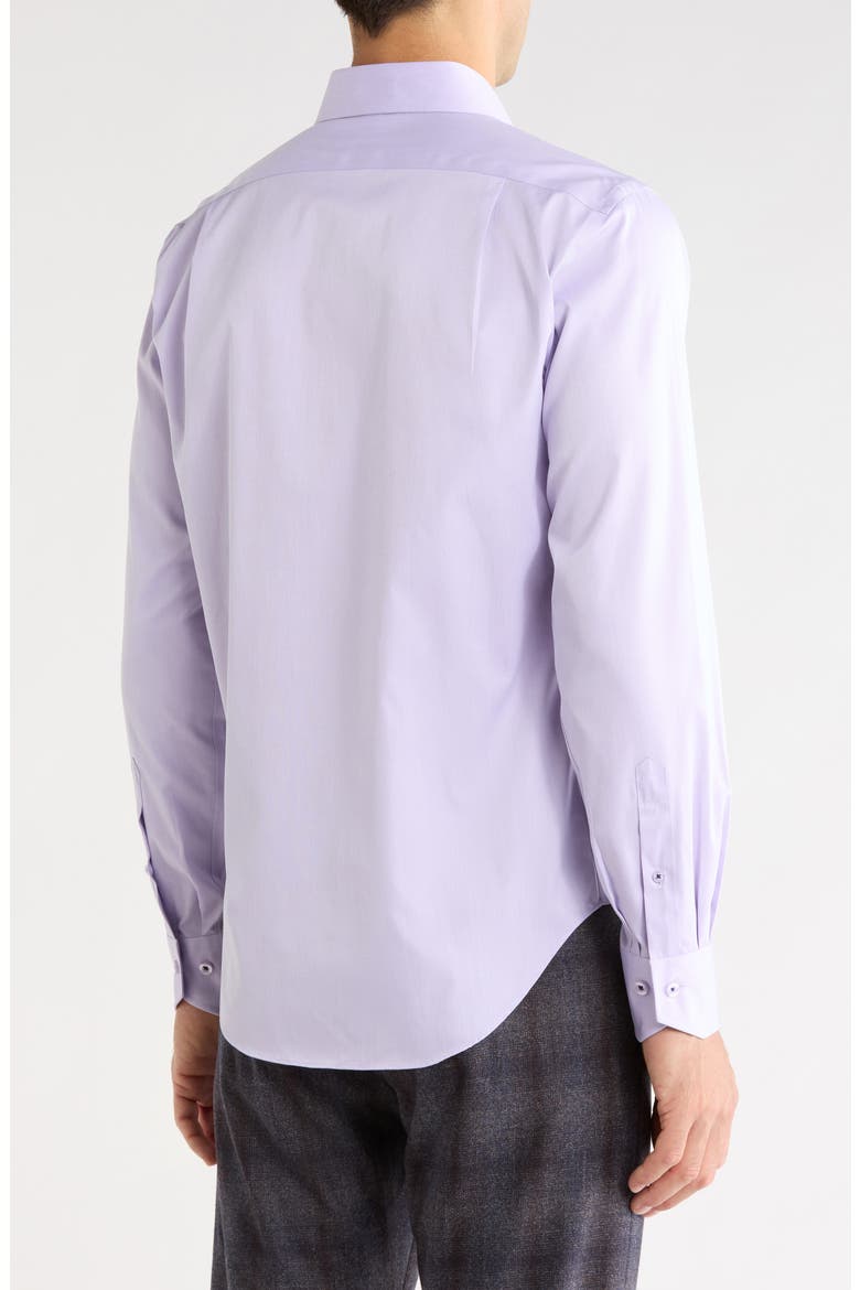 Trim Fit Textured Solid Dress Shirt, Alternate, color, PURPLE RAIN