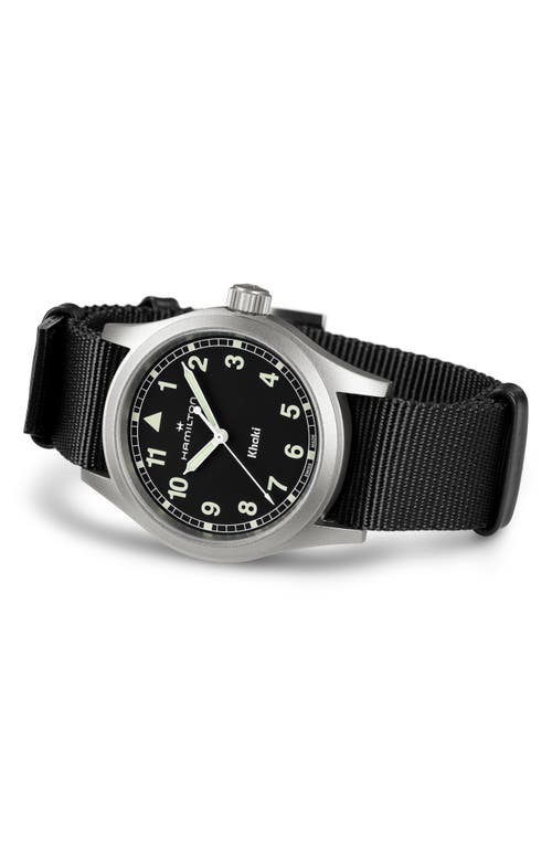 Hamilton Men's Swiss Khaki Field Black Textile Strap Watch 38mm In Black