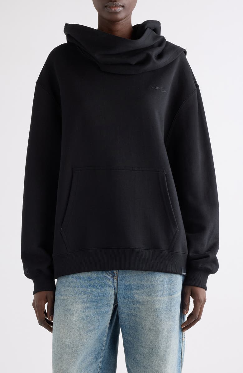 Courrèges Scarf Detail Hoodie, Main, color, Black