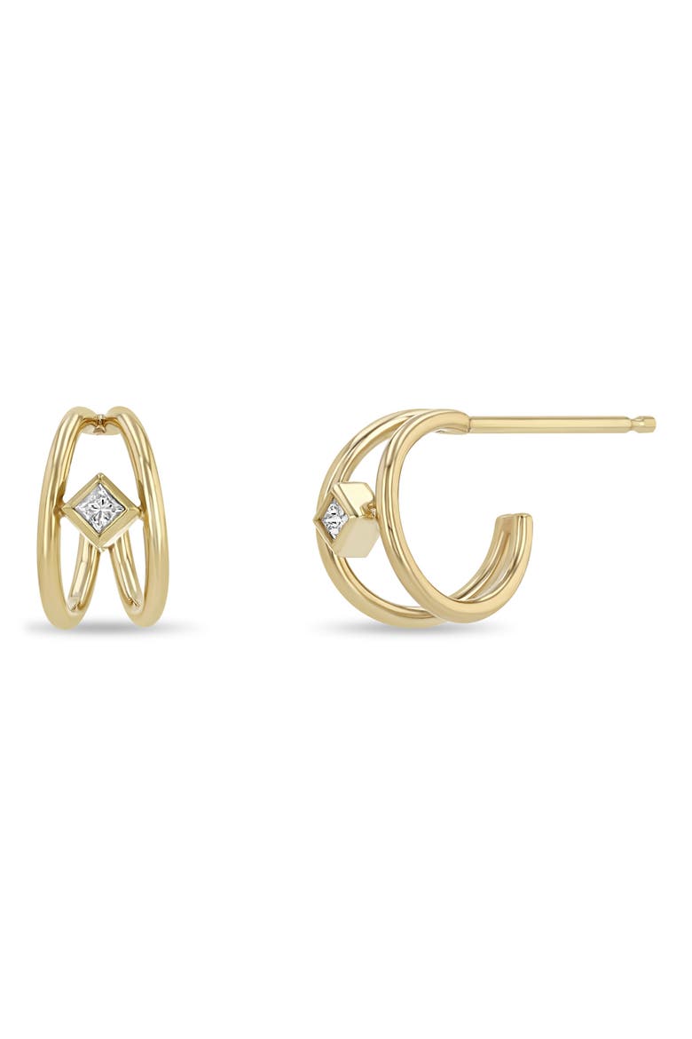 Diamond Double Wire Hoop Earrings, Main, color, YELLOW GOLD