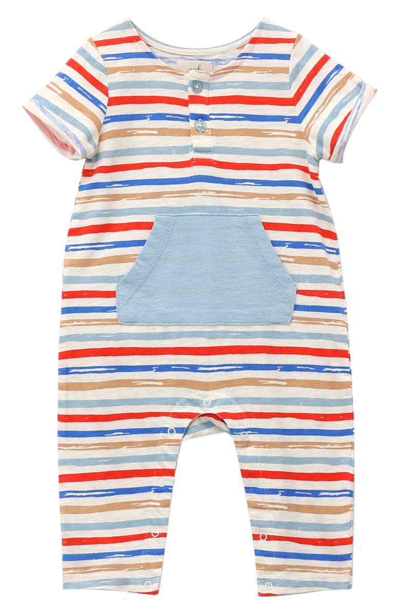 Peek Aren't You Curious Stripe Cotton Romper, Main, color, 