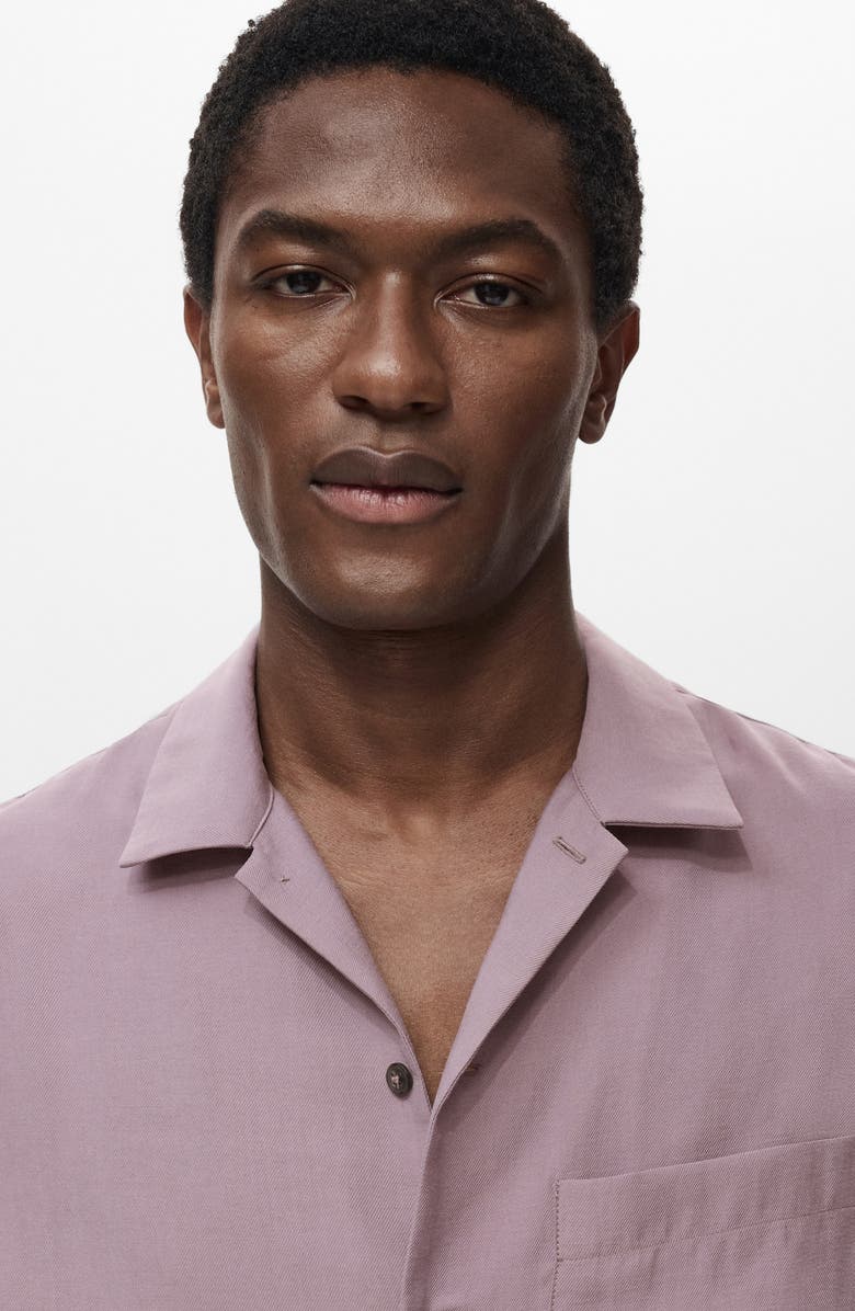 MANGO Solid Camp Shirt, Alternate, color, Violet