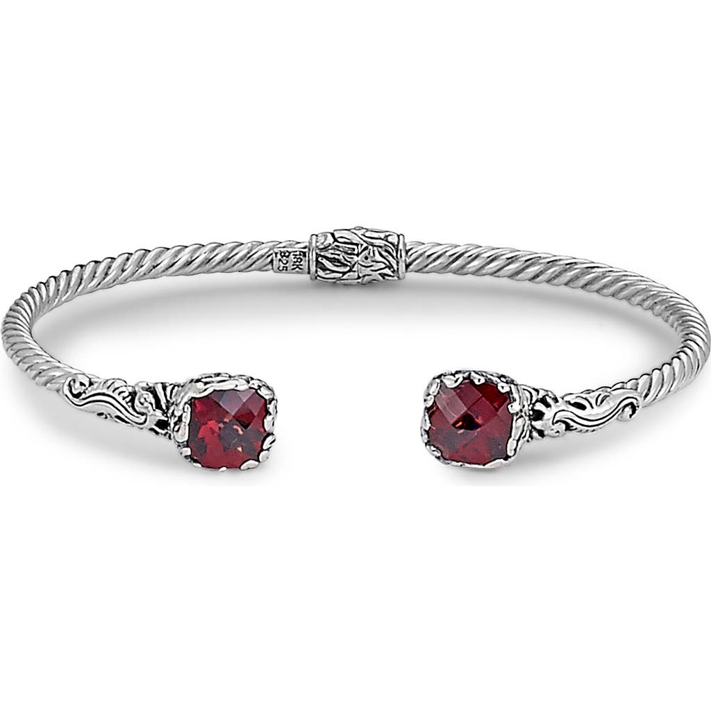 Samuel B. Sterling Silver & 18k White Gold Garnet Bangle Bracelet In Red