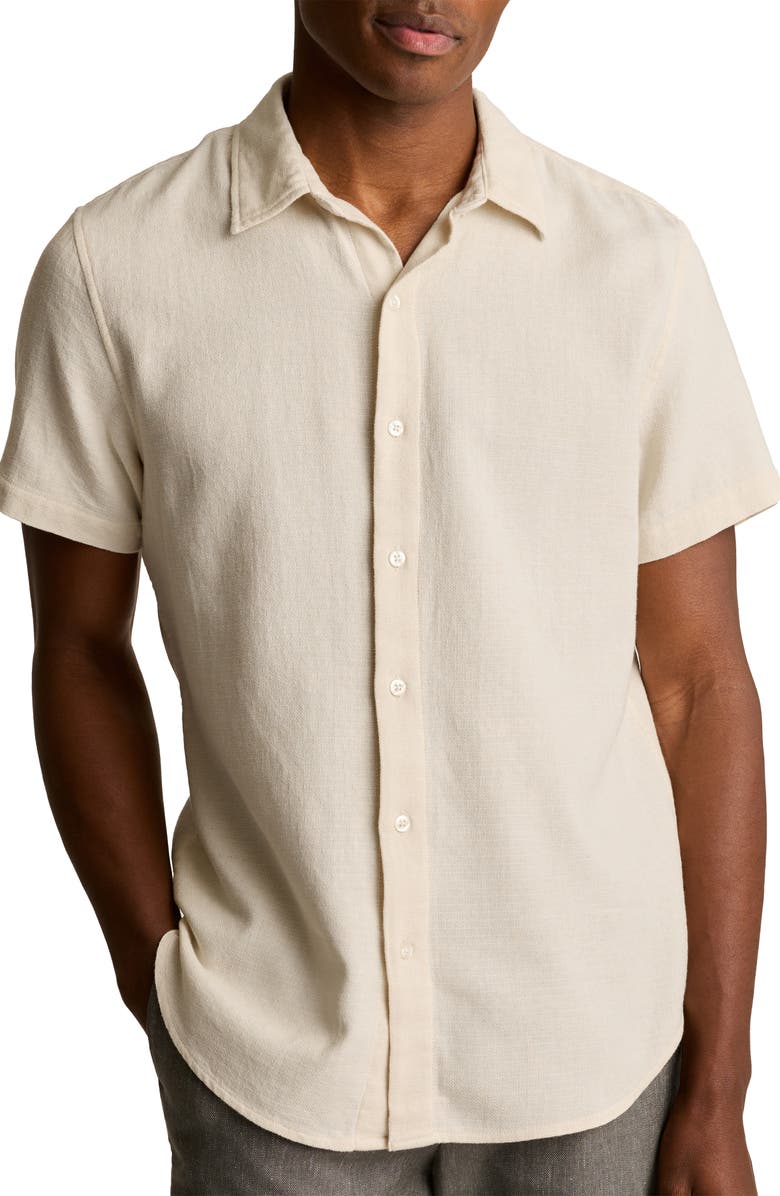 Bonobos Riviera Slim Fit Short Sleeve Button-Up Shirt, Main, color, Ecru Diamond Geo