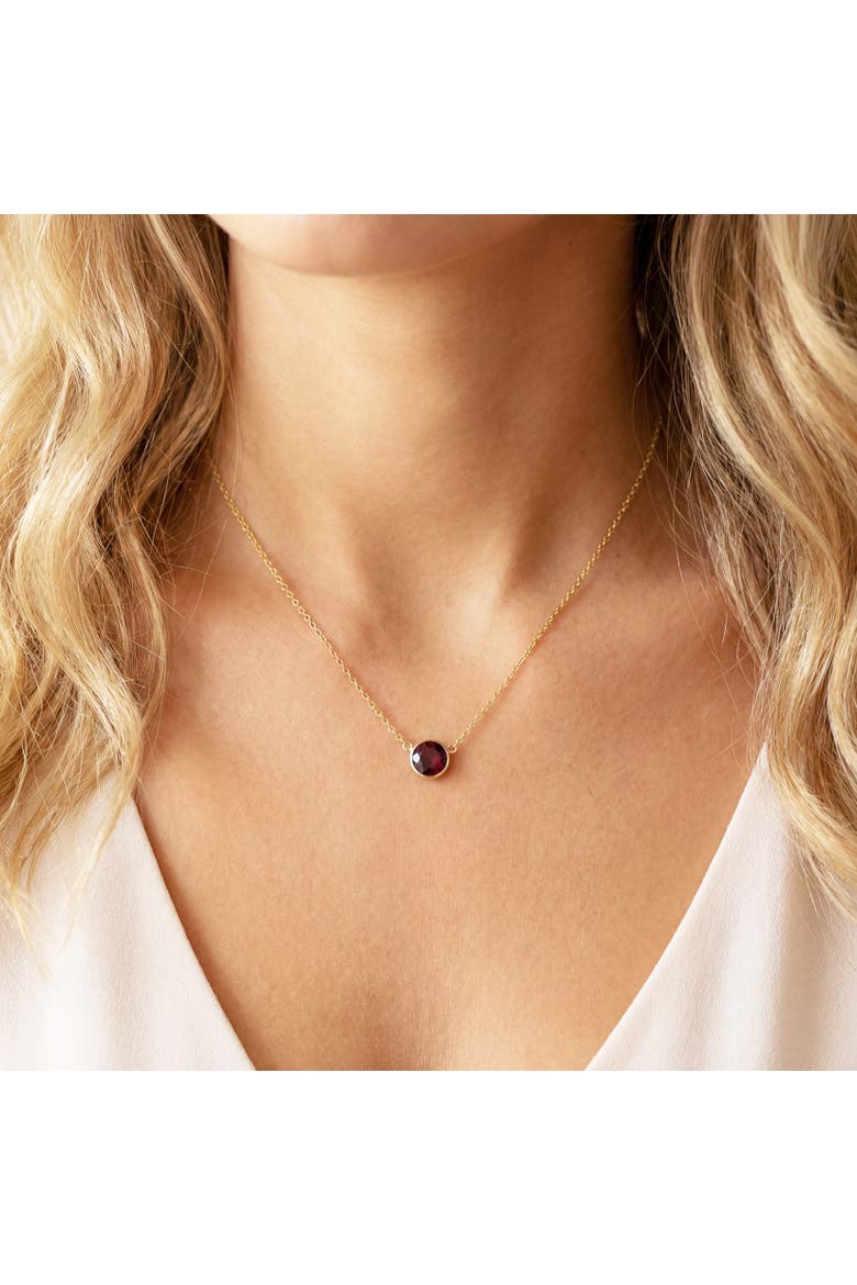 Garnet Single Bezel Necklace, Alternate, color, Garnet